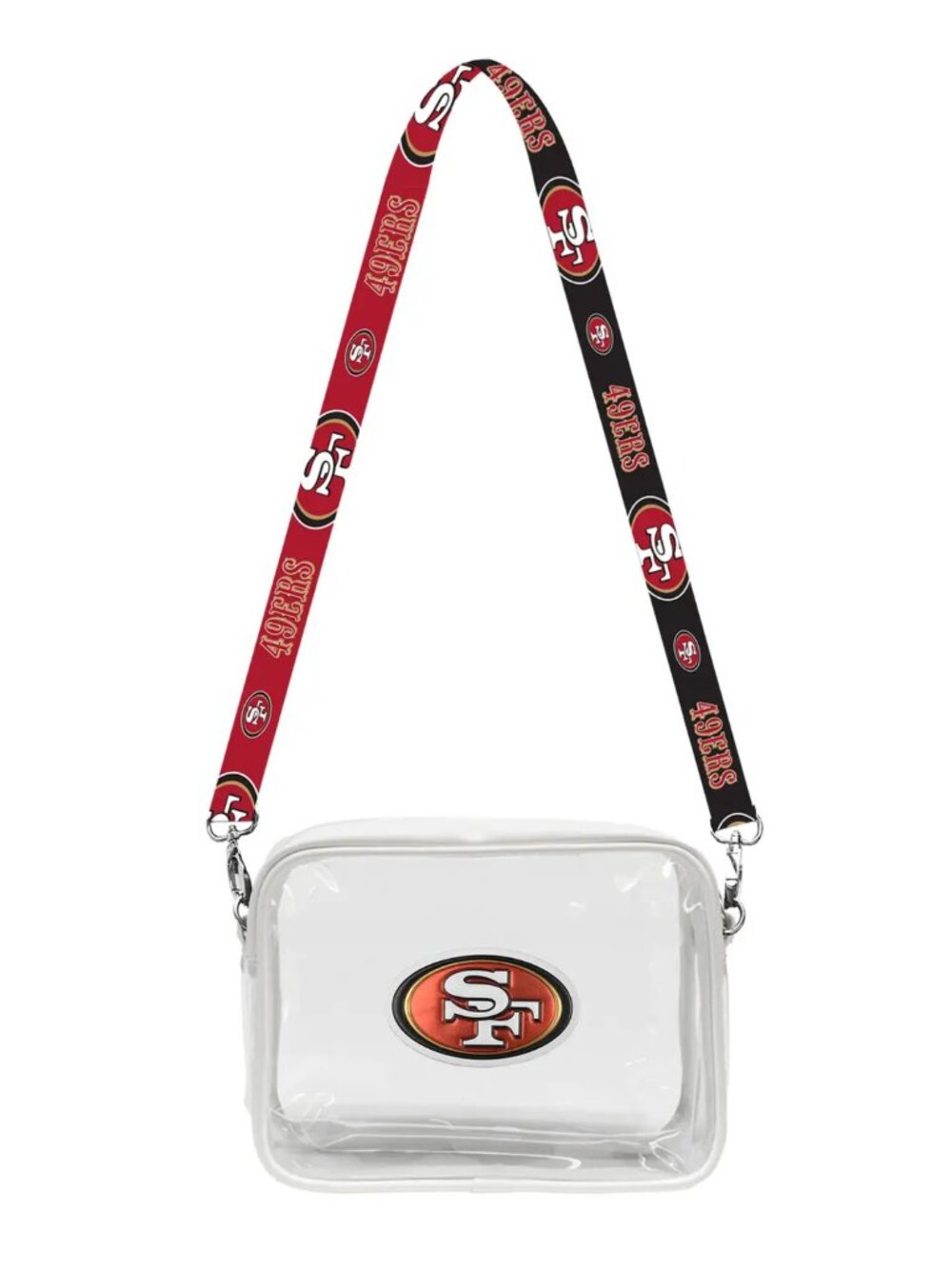 San Francisco 49ers Clear Crossbody Bag – NFL Stadium Purse – Red & Gold